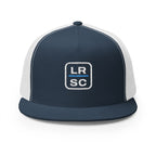 LRSC Monogram Trucker Cap in Navy/White, front view