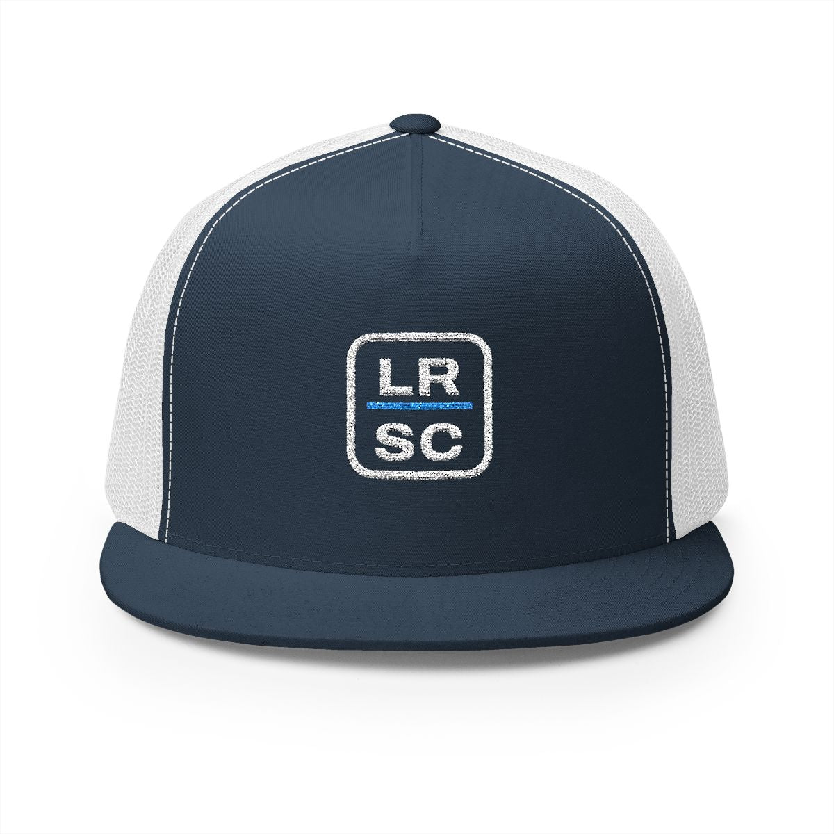 LRSC Monogram Trucker Cap in Navy/White, front view