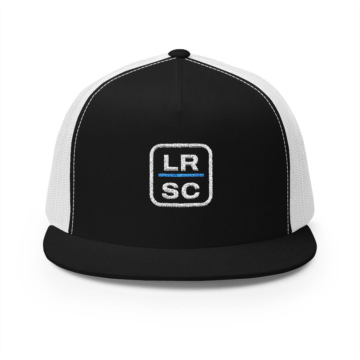 LRSC Monogram Trucker Cap in Black/White, front view
