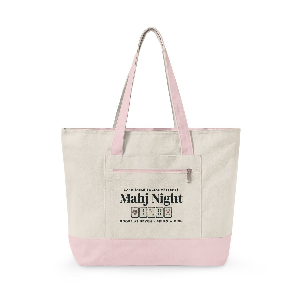 Mahj Night Mahj Bag in Natural/Light Pink, front view