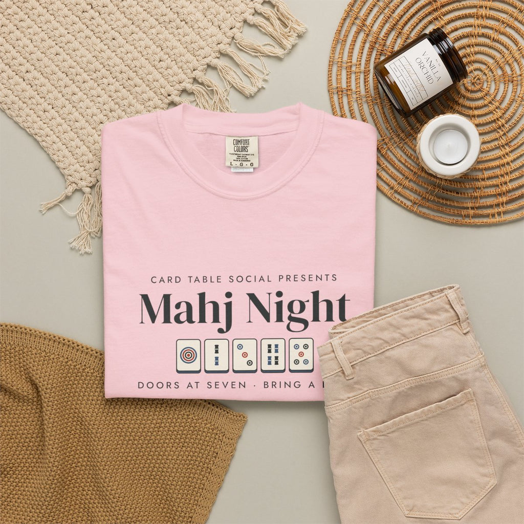 Mahj Night Tee in Blossom, fabric and print detail