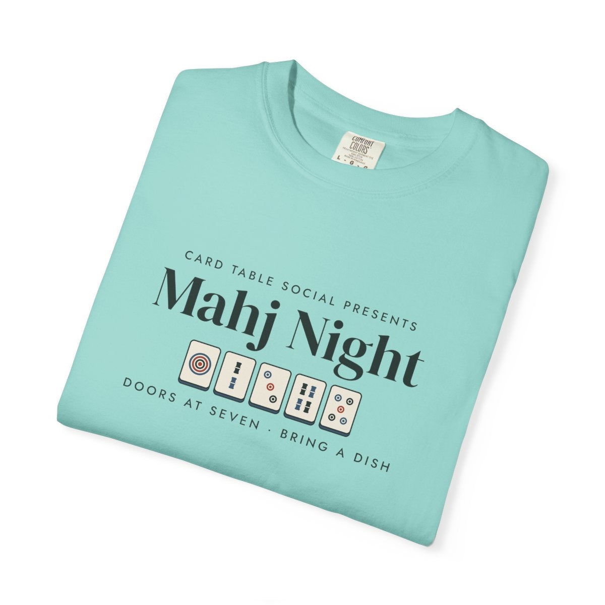 Mahj Night Tee in Chalky Mint, folded