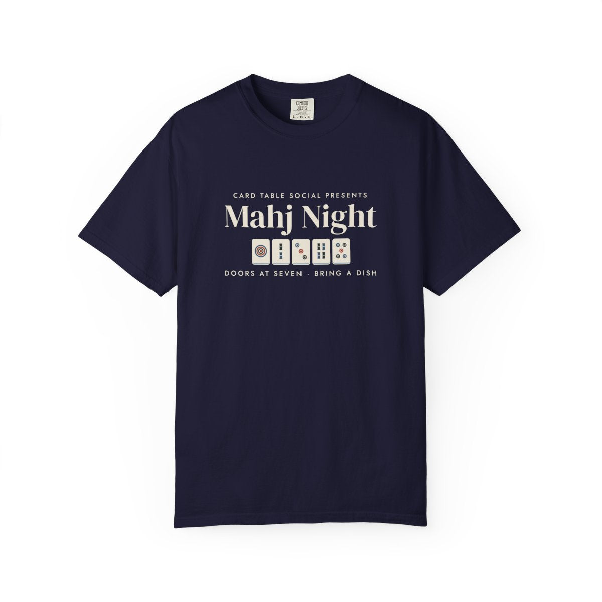Mahj Night Tee in True Navy, front view