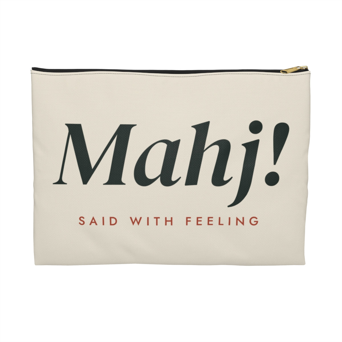 Mahj! Zip Pouch in Black zipper, front view