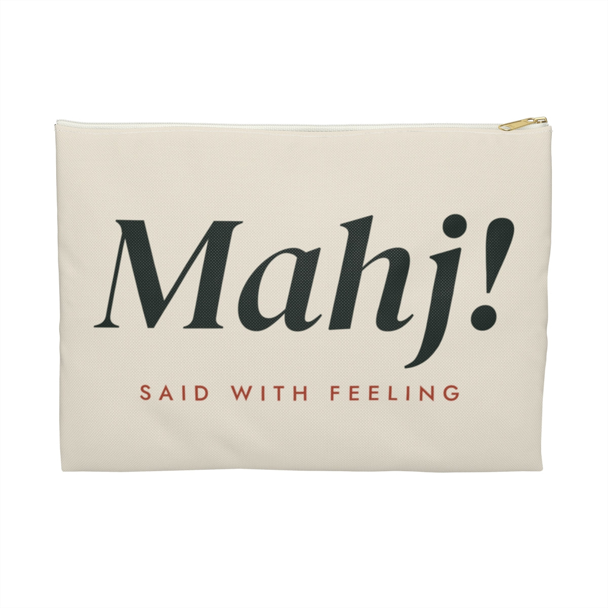 Mahj! Zip Pouch in White zipper, front view