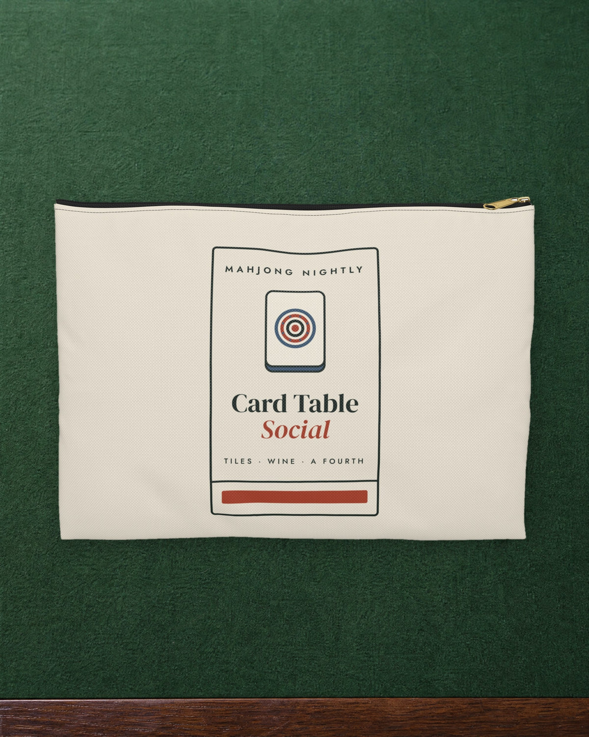 Game Night Matchbook Zip Pouch in Black zipper, styled