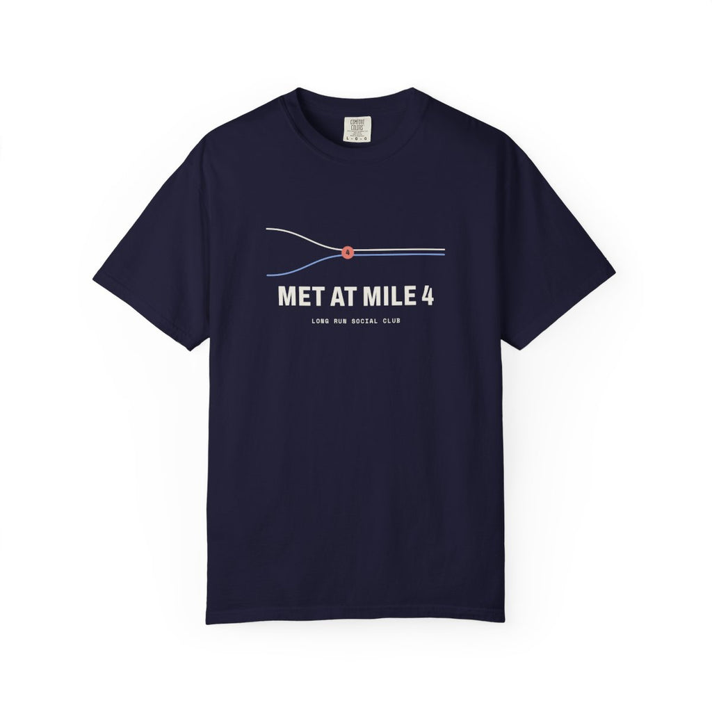 Met at Mile 4 Tee in True Navy, front view