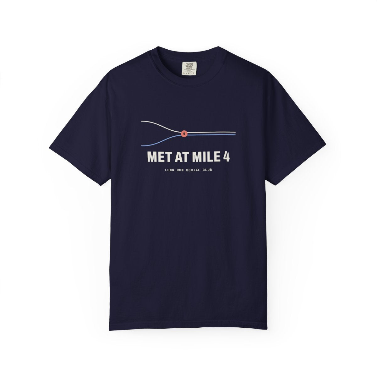 Met at Mile 4 Tee in True Navy, front view
