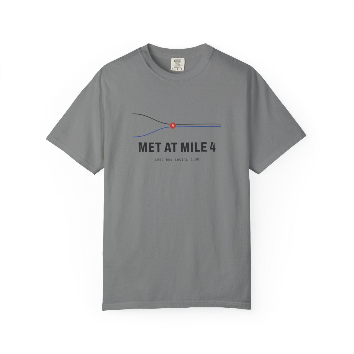 Met at Mile 4 Tee in Grey, front view