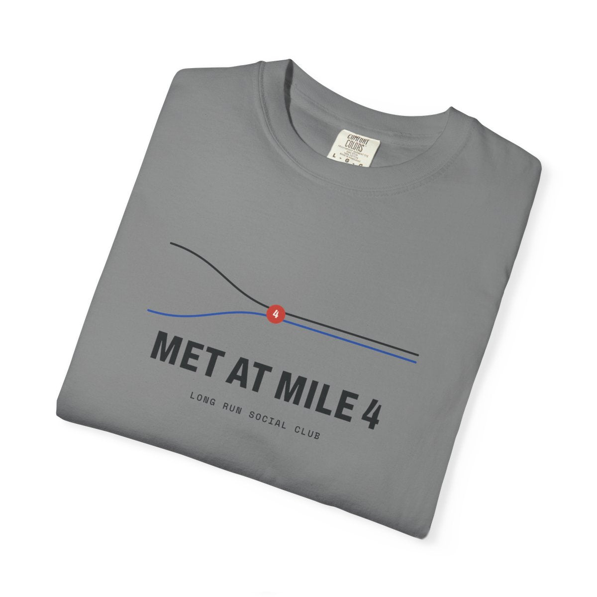 Met at Mile 4 Tee in Grey, folded