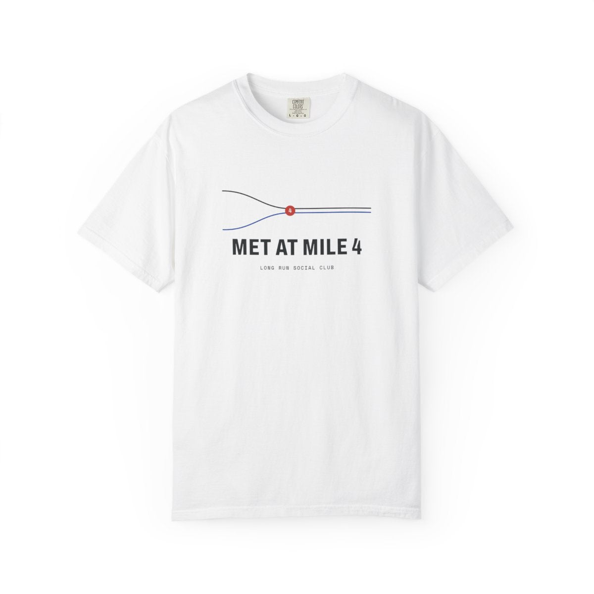 Met at Mile 4 Tee in White, front view