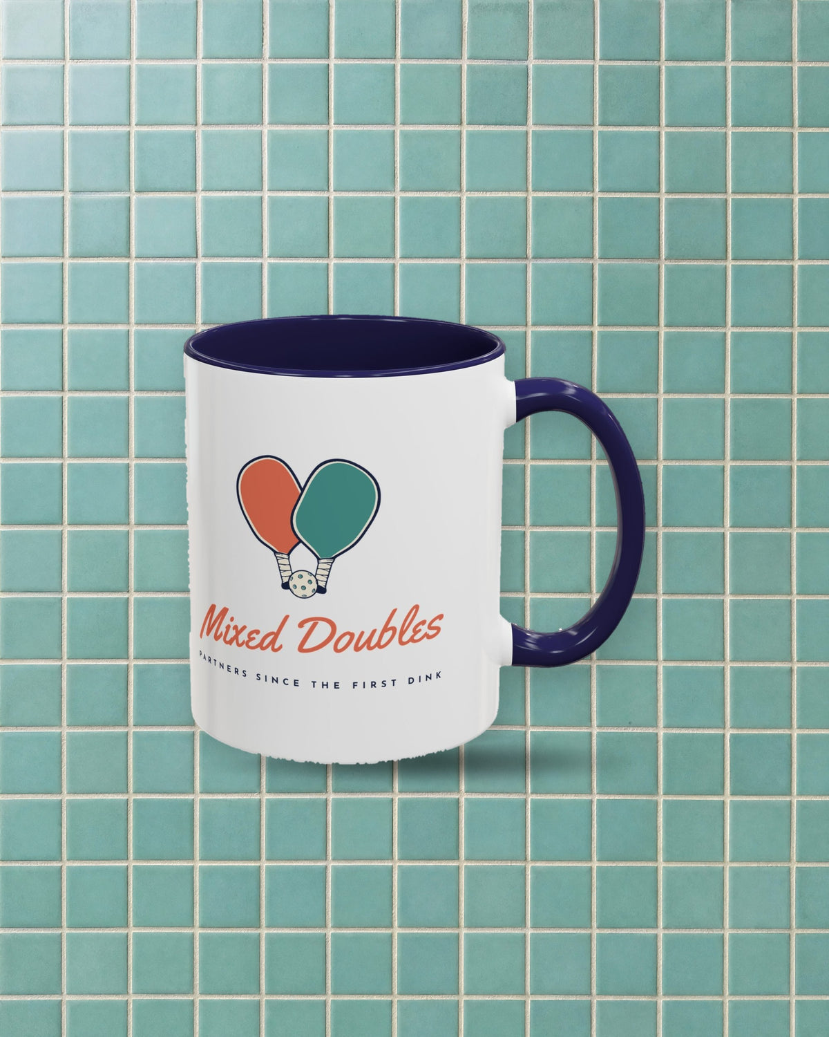 Mixed Doubles Mug in Navy, styled