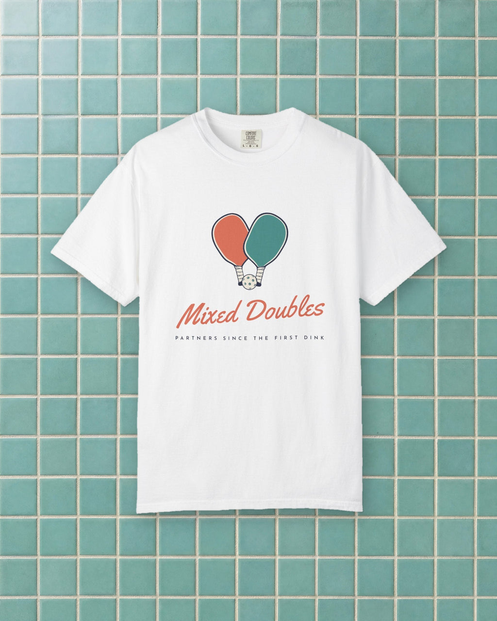 Mixed Doubles Tee in White, styled