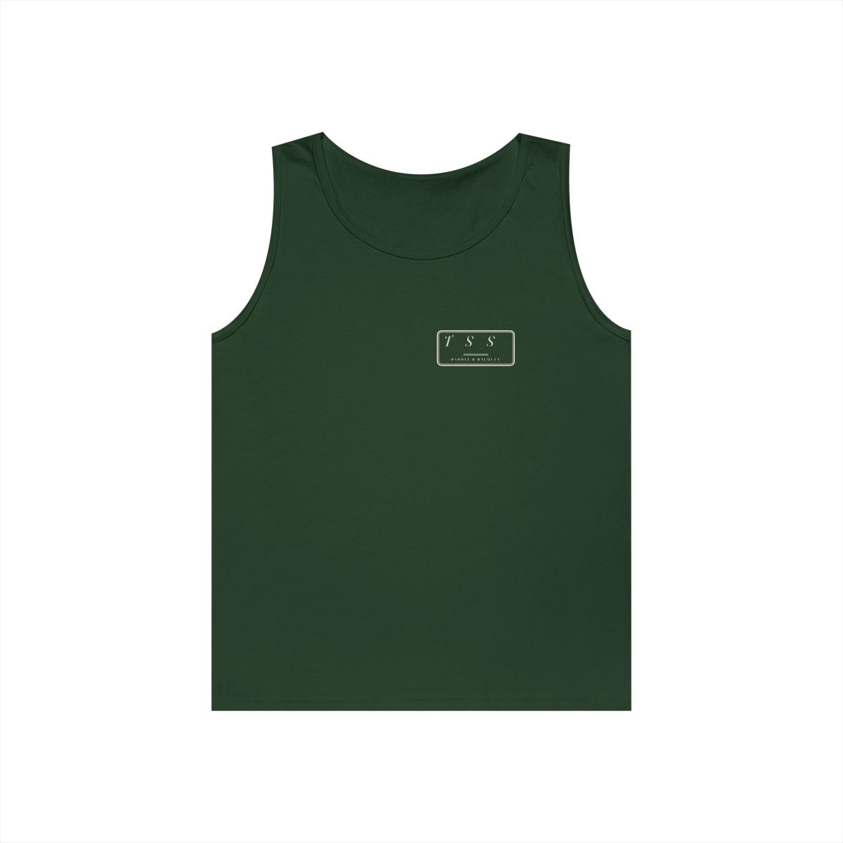 Monogram Shield Tank in Forest Green, front view