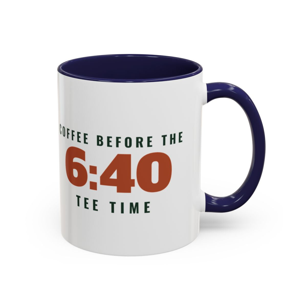Muni Club 6:40 Tee Time Mug in Navy, 6:40 tee time side