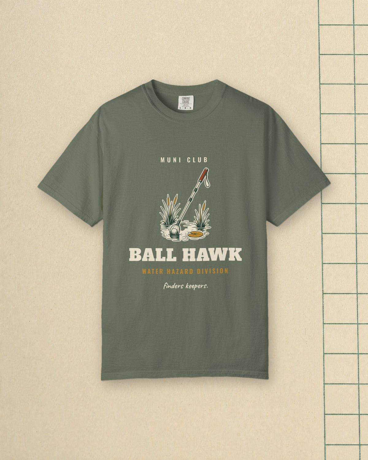 Ball Hawk Tee in Moss, styled