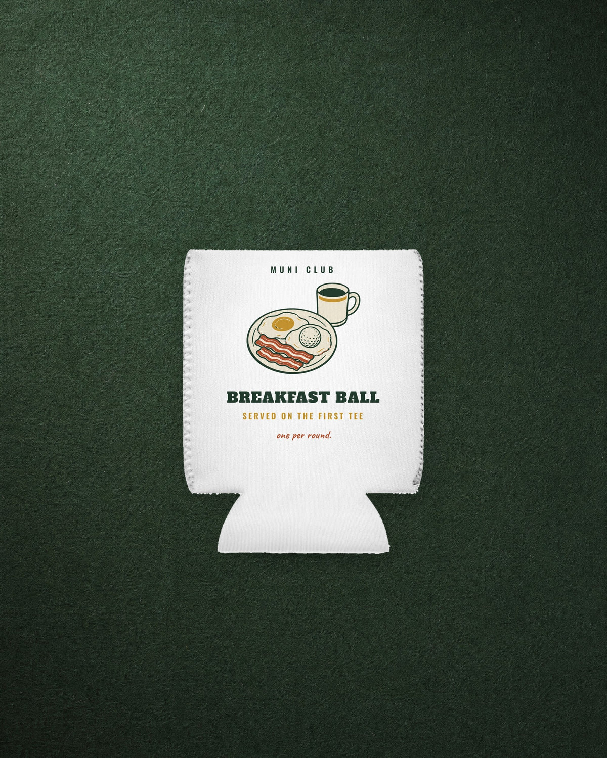 Breakfast Ball Can Cooler in White, styled