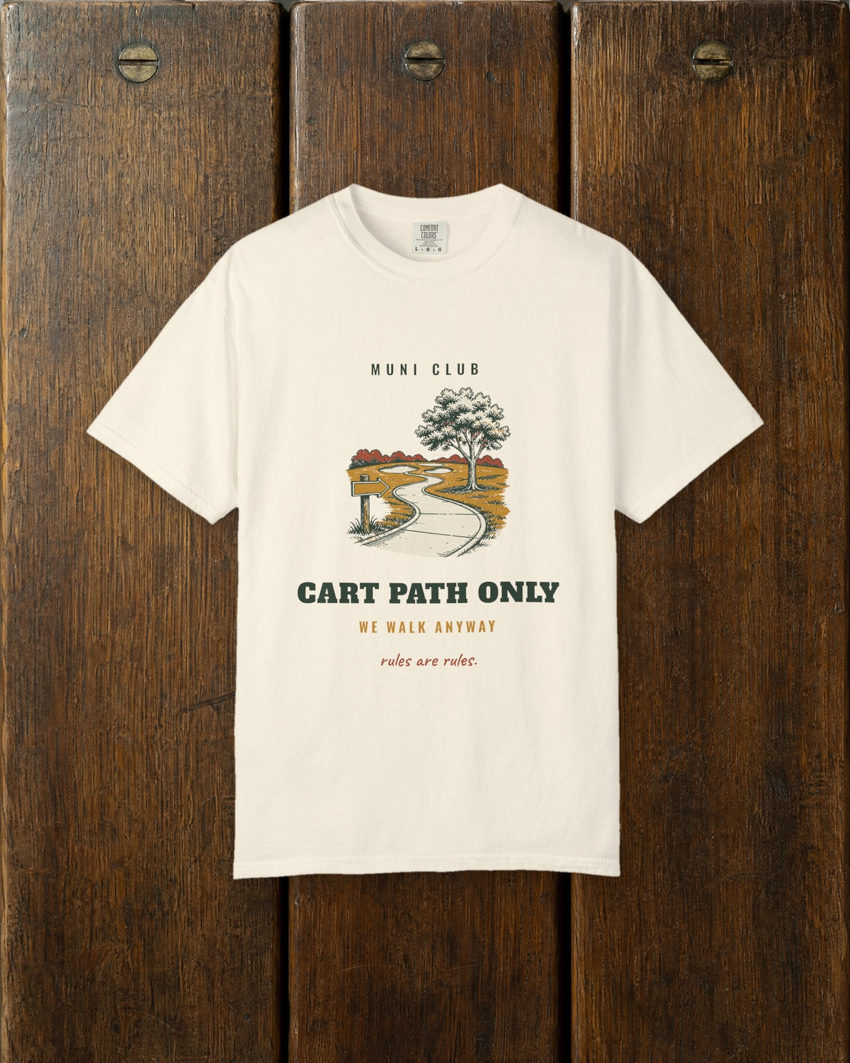 Cart Path Only Tee in Ivory, styled