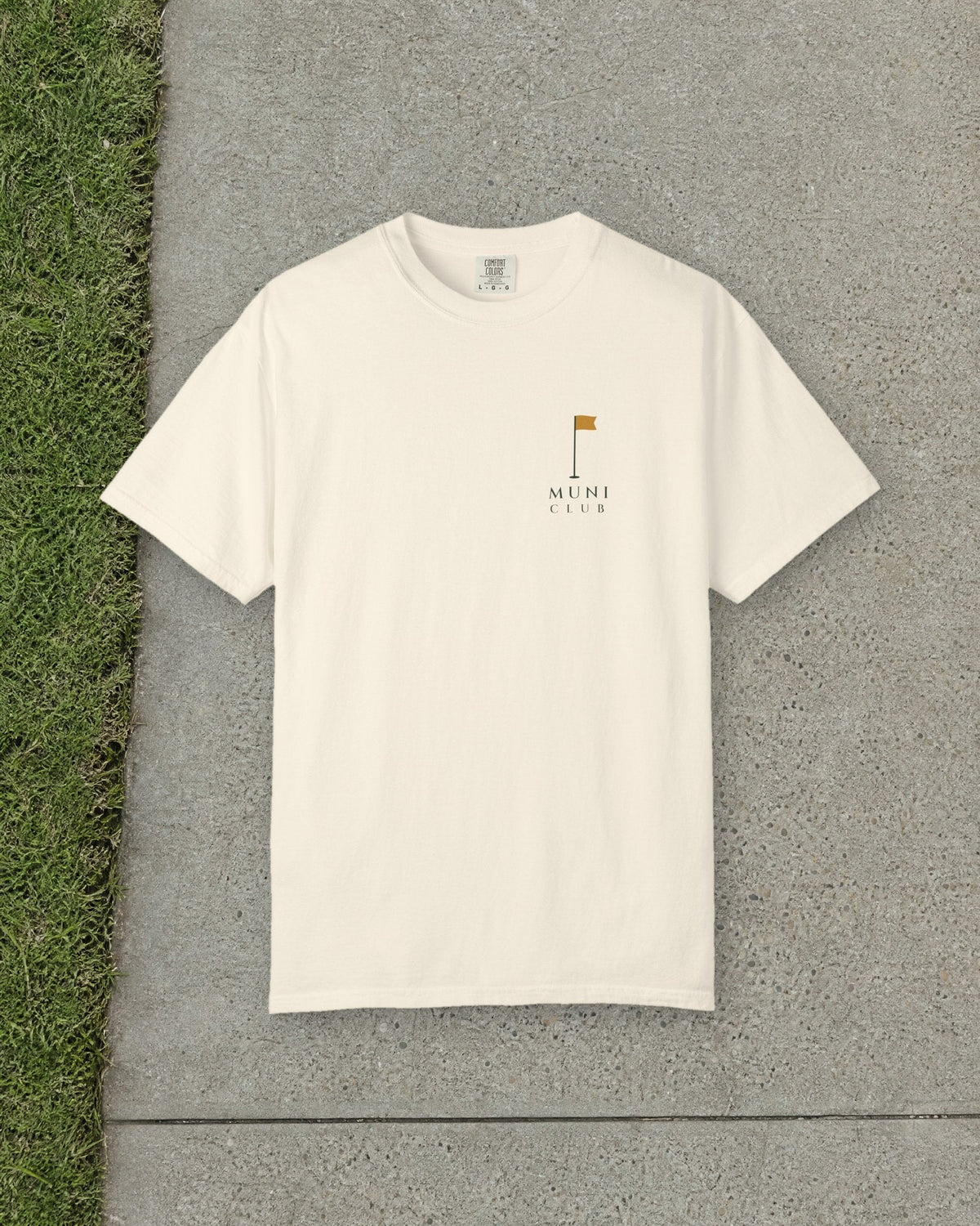 Flag Chest Mark Tee in Ivory, styled