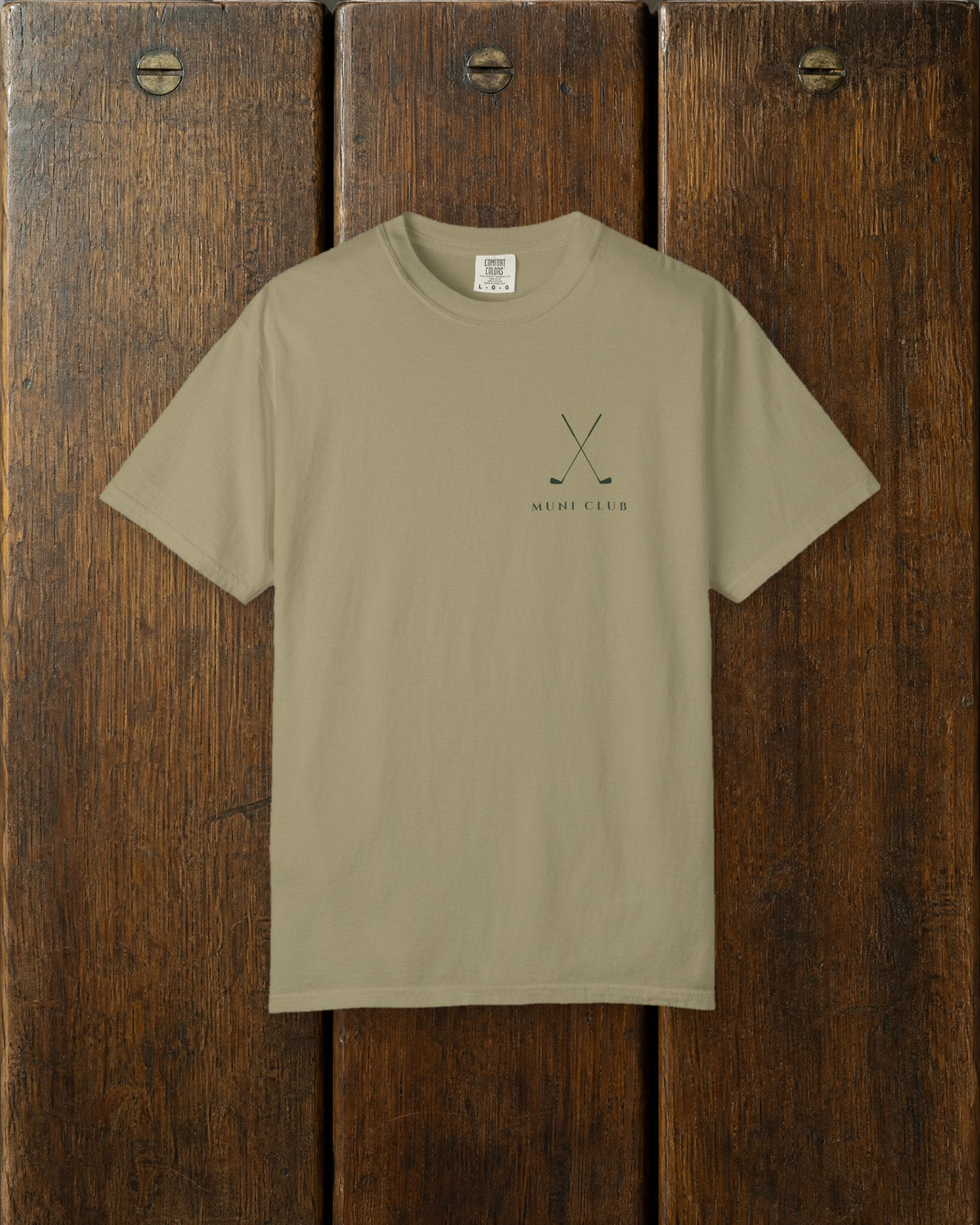 Crossed Irons Chest Mark Tee in Khaki, styled