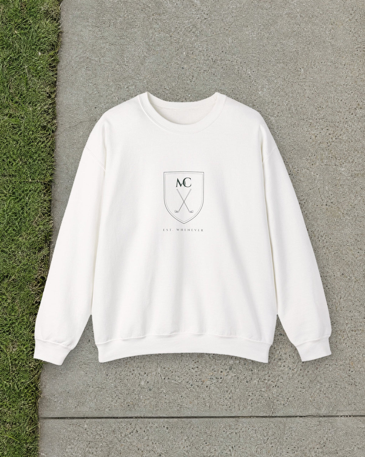 Club Crest Crewneck in White, styled