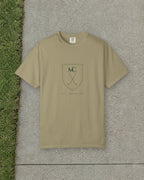 Club Crest Tee in Khaki, styled