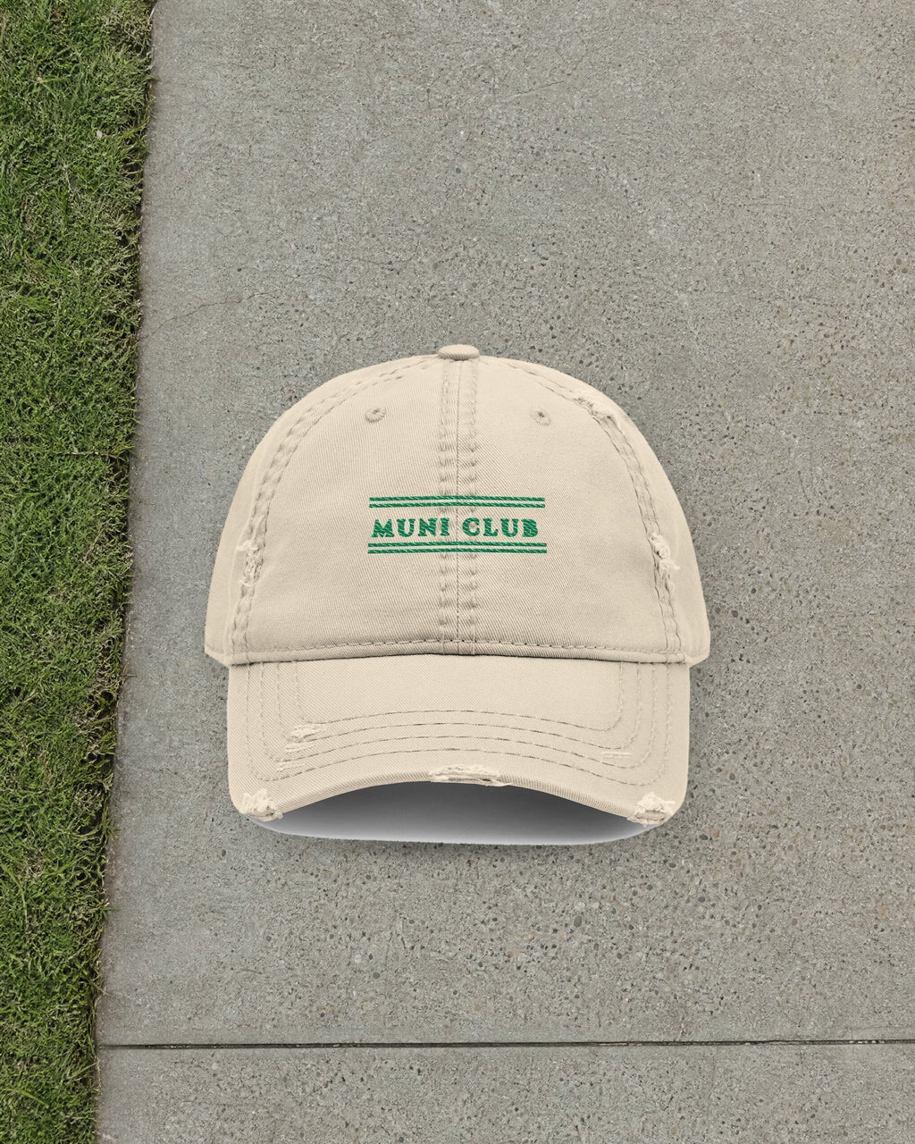 Club Stripe Dad Hat in Khaki, styled