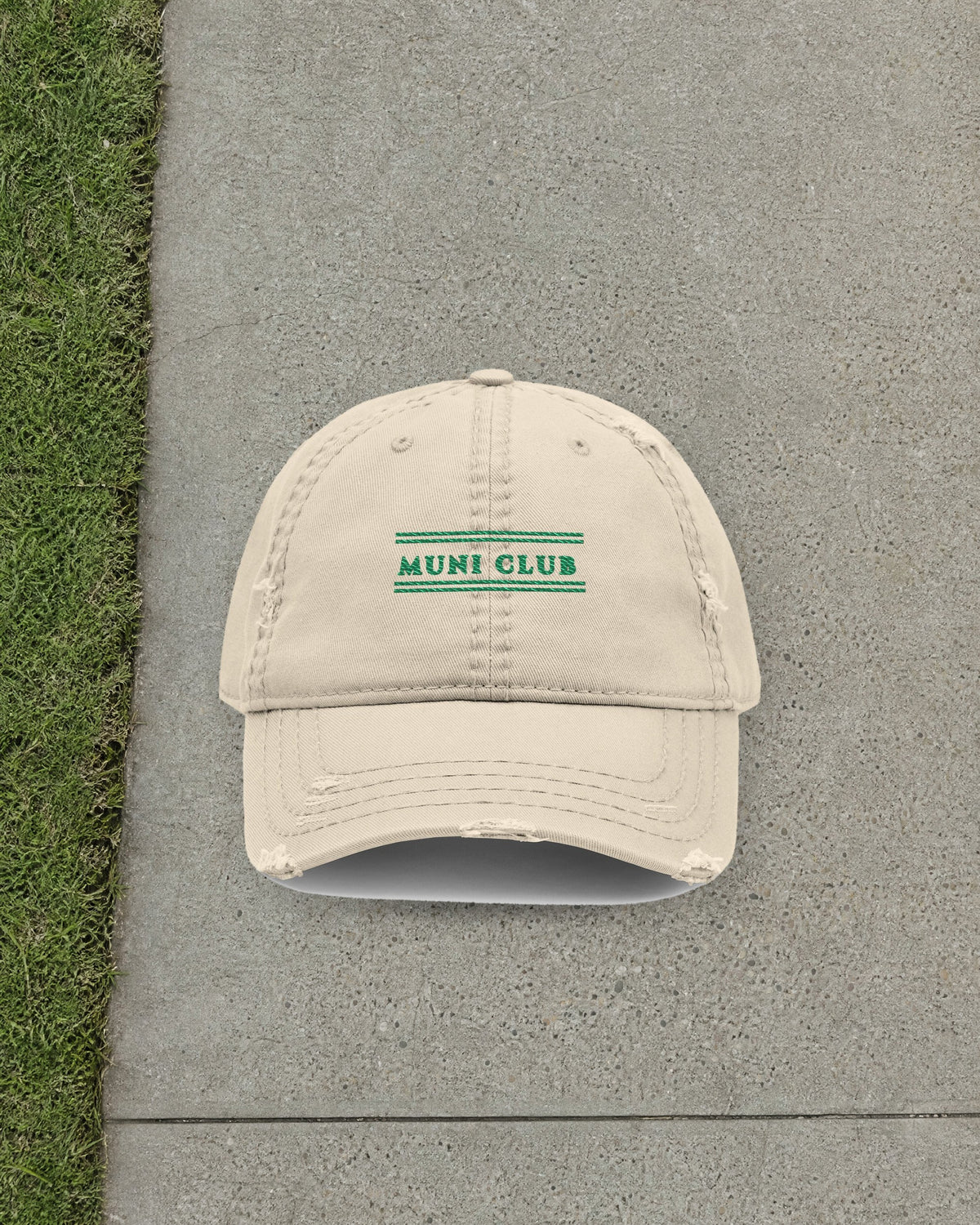 Club Stripe Dad Hat in Khaki, styled