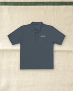 Club Stripe Polo in Steel Grey, styled