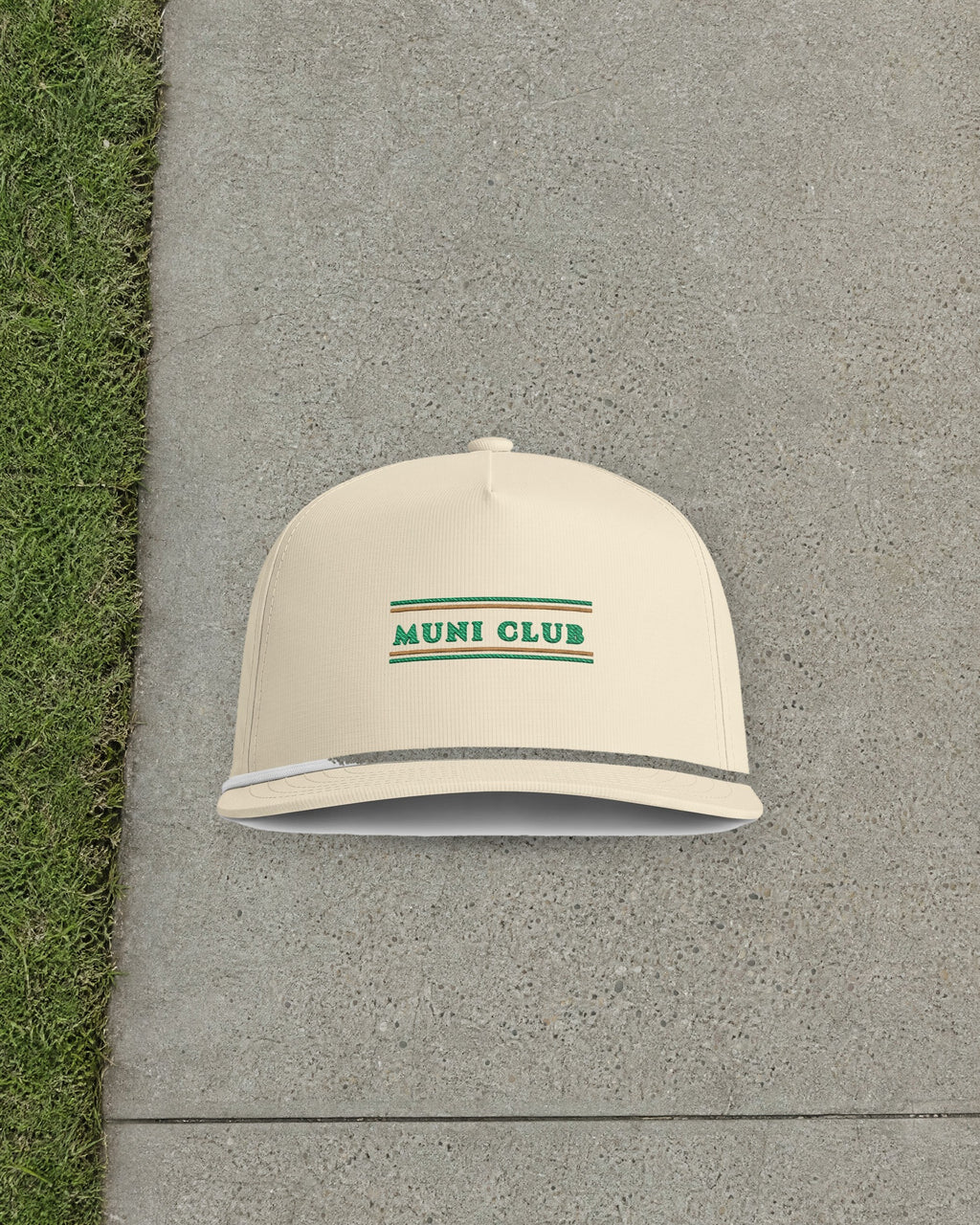 Club Stripe Rope Cap in Ivory, styled