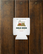 Cold Ones Can Cooler in White, styled