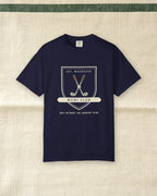 Muni Club Crest Tee in True Navy, styled