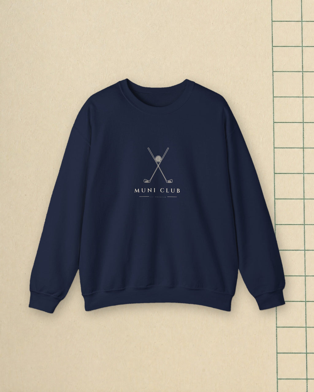Crossed Irons Crewneck in Navy, styled