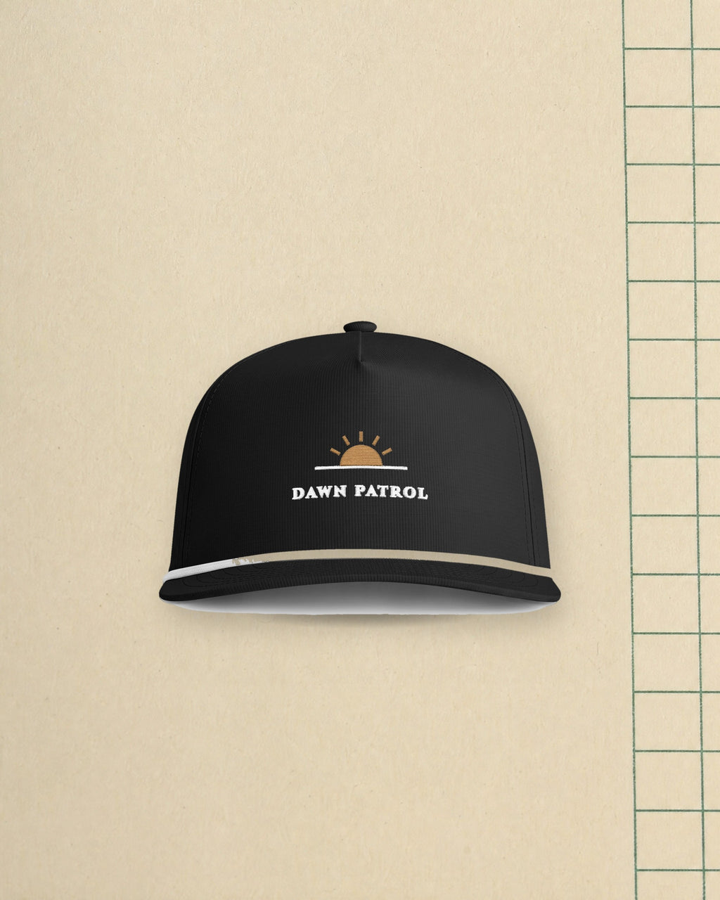 Dawn Patrol Rope Cap in Black, styled