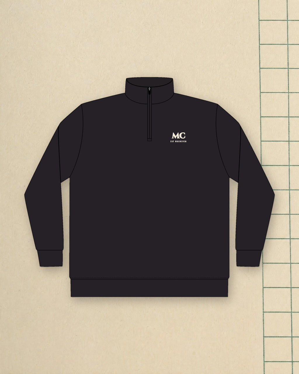 Est. Whenever Quarter-Zip in Black, styled
