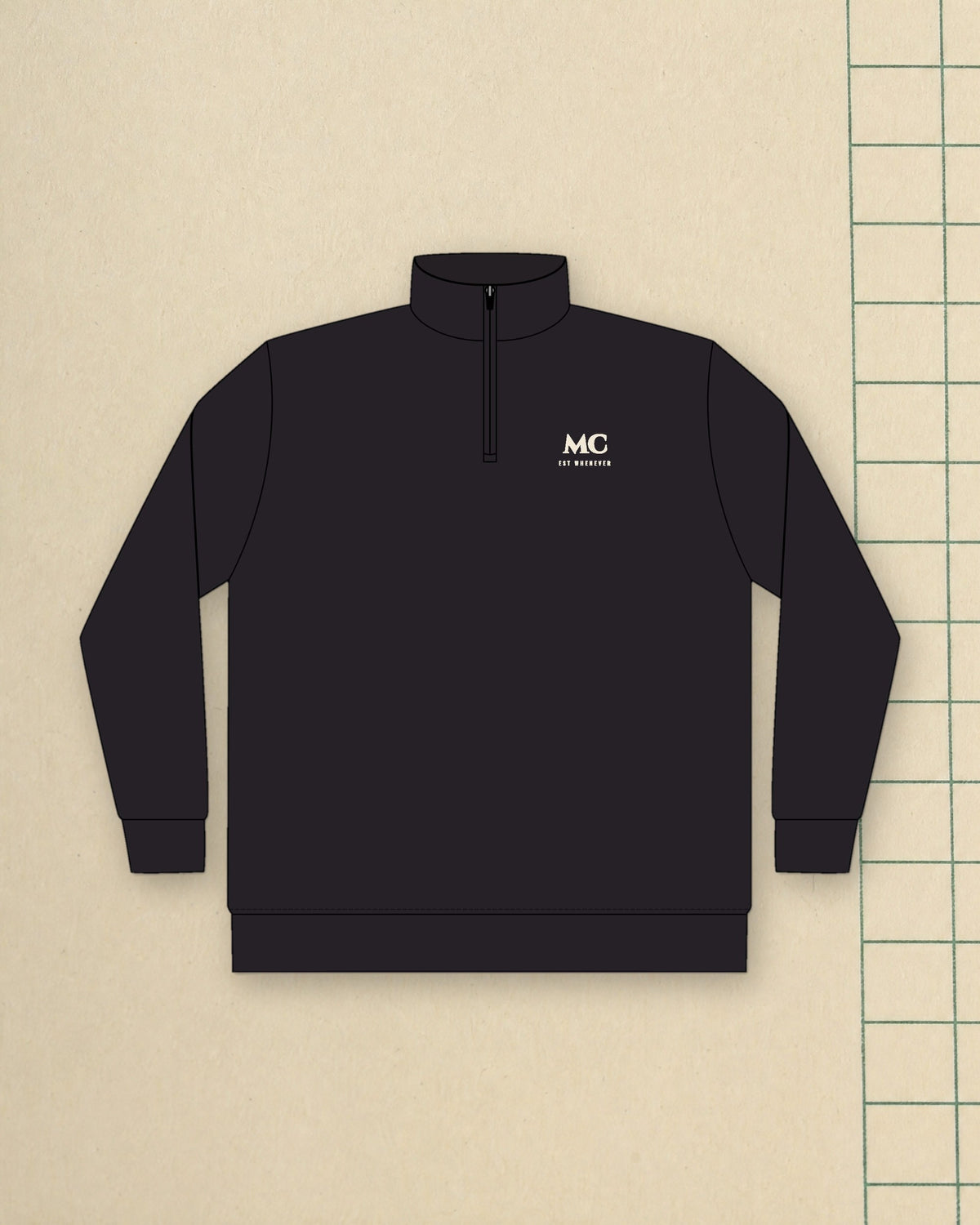 Est. Whenever Quarter-Zip in Black, styled