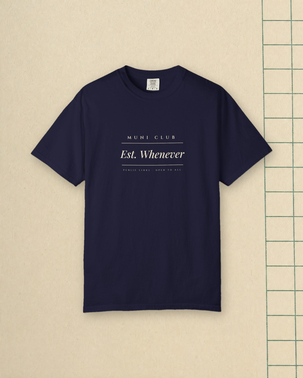 Est. Whenever Tee in True Navy, styled