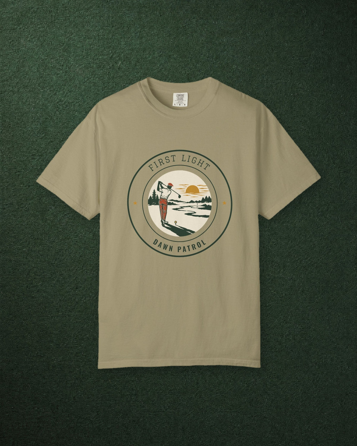 First Light Tee in Khaki, styled
