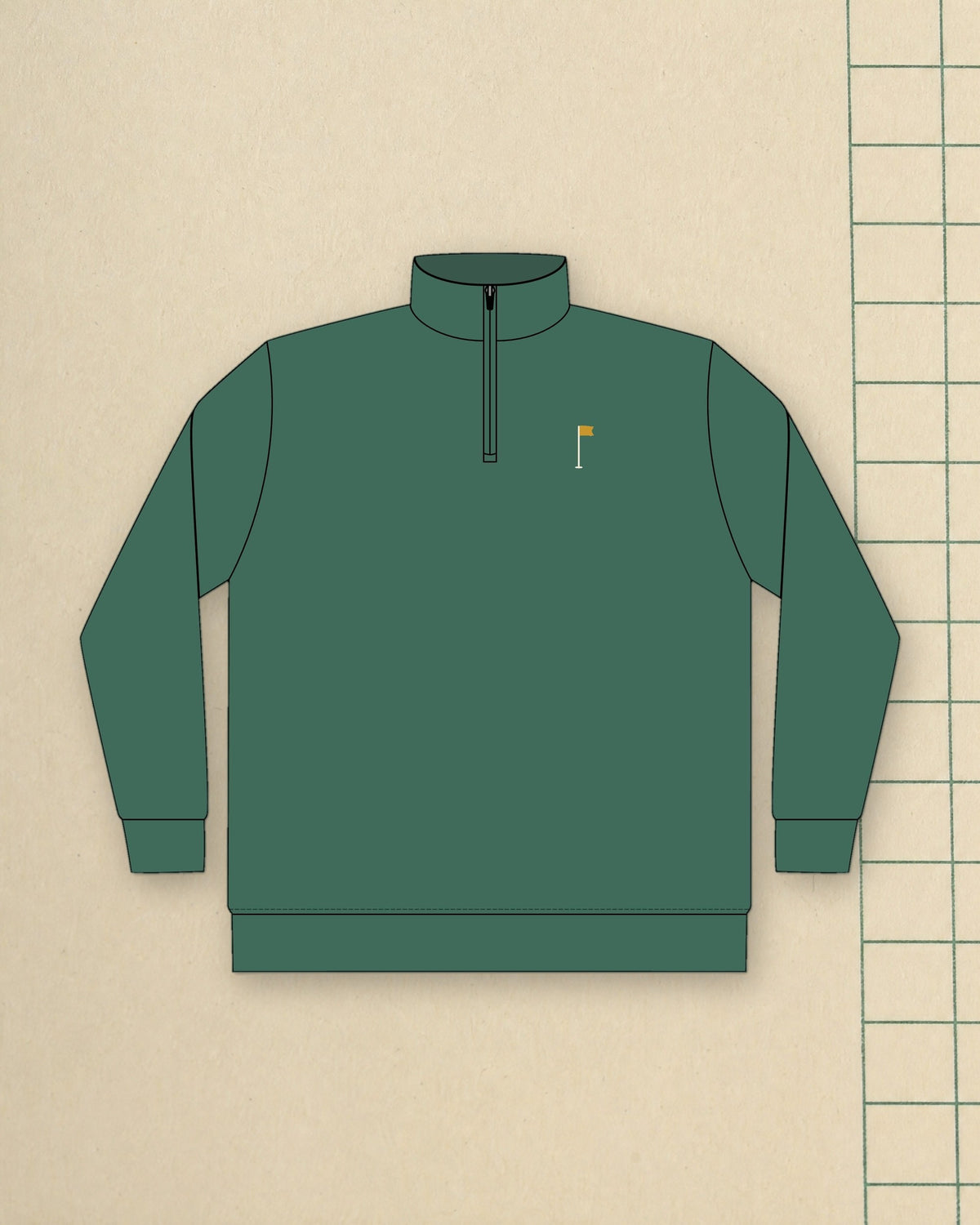 Flagstick Quarter-Zip in Alpine Green, styled