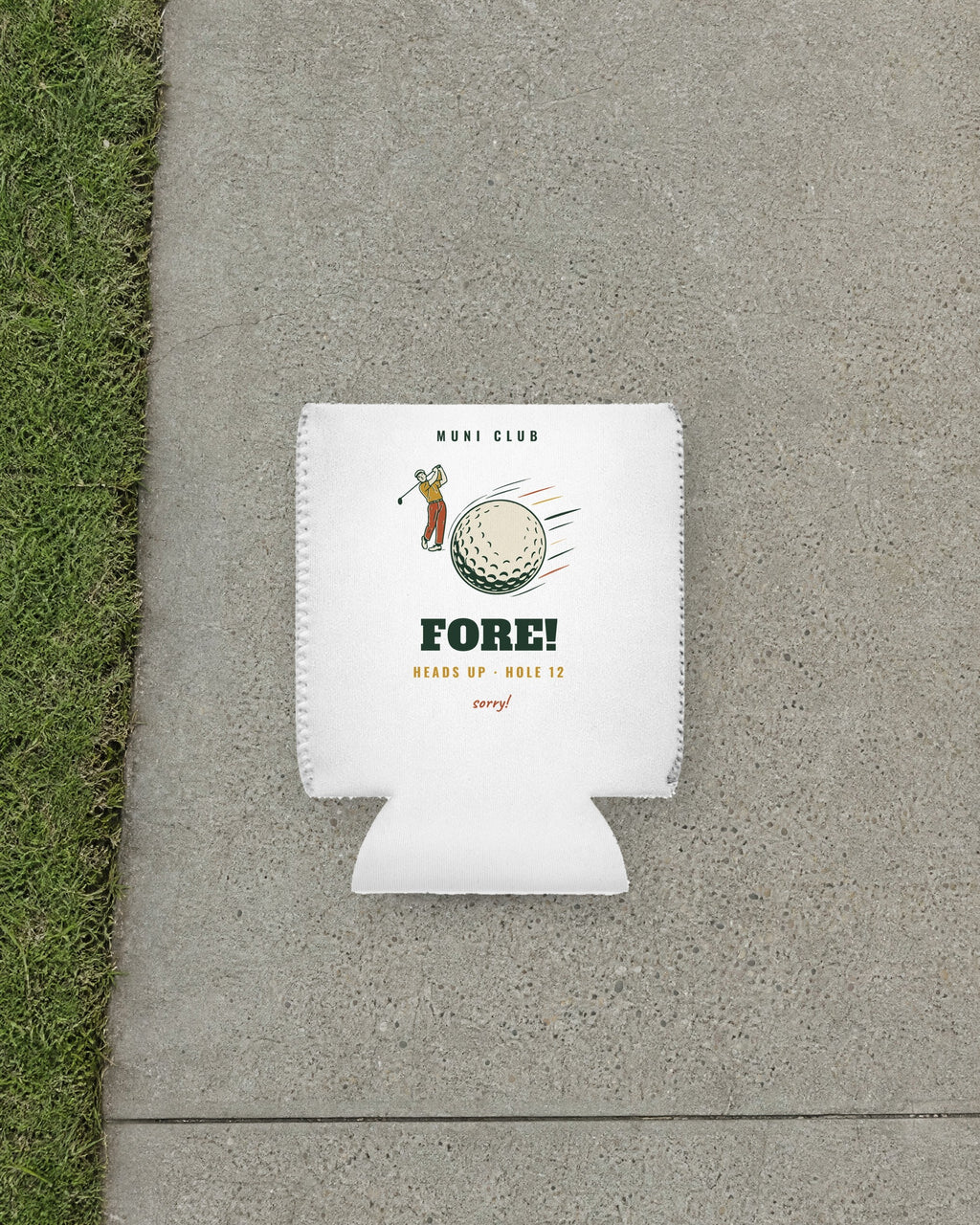 Fore! Can Cooler in White, styled