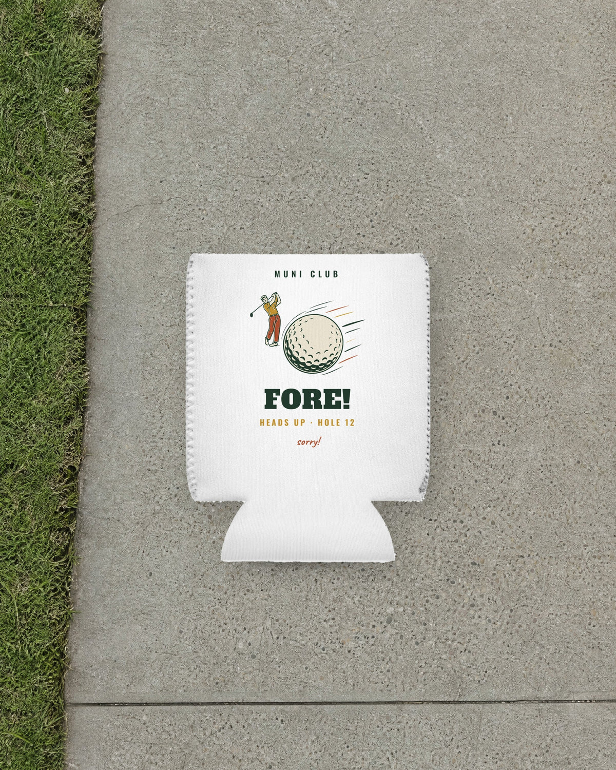 Fore! Can Cooler in White, styled