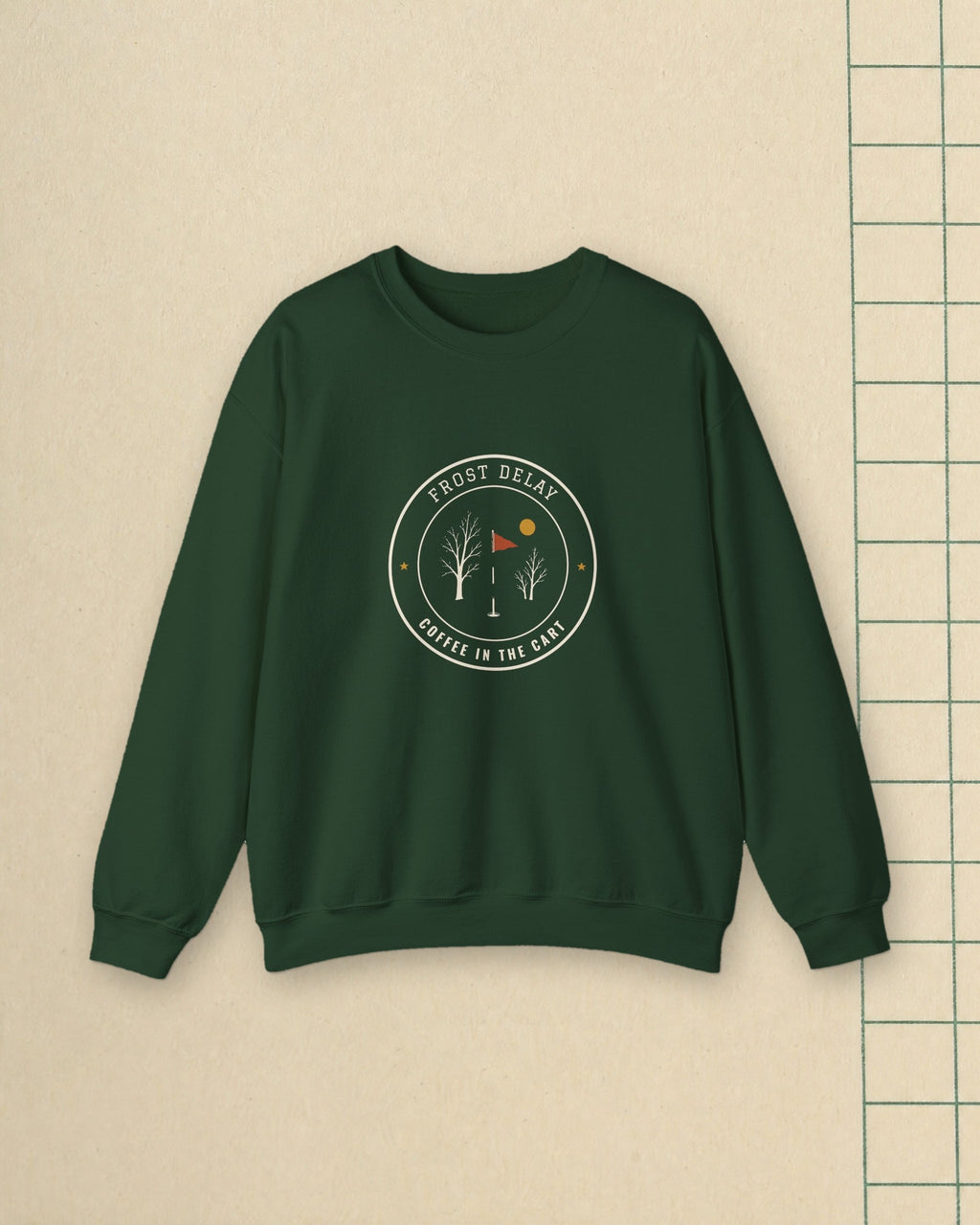 Frost Delay Crewneck in Forest Green, styled