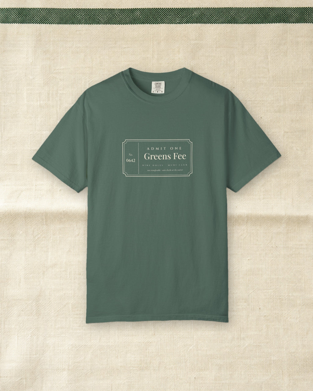 Greens Fee Tee in Blue Spruce, styled