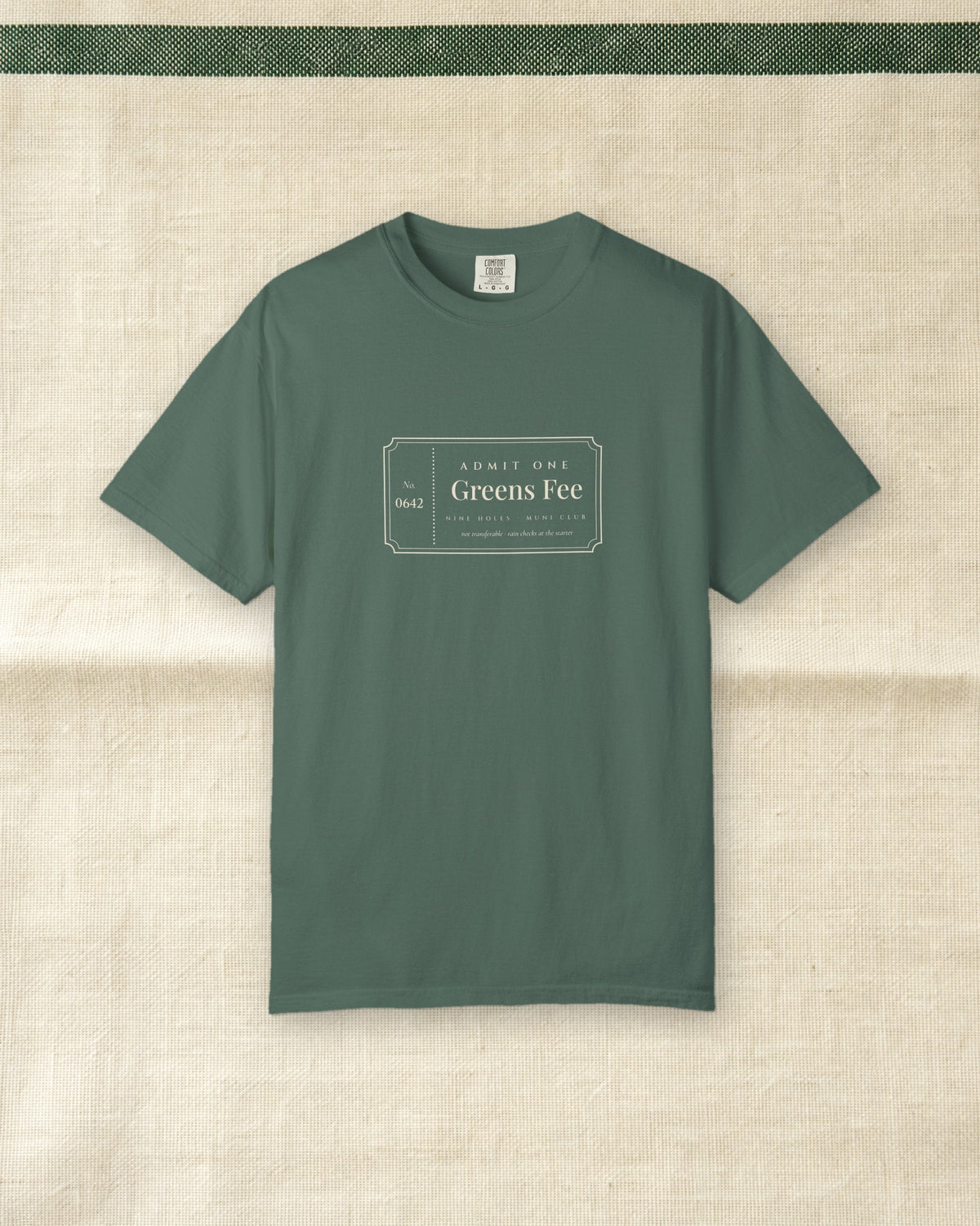 Greens Fee Tee in Blue Spruce, styled