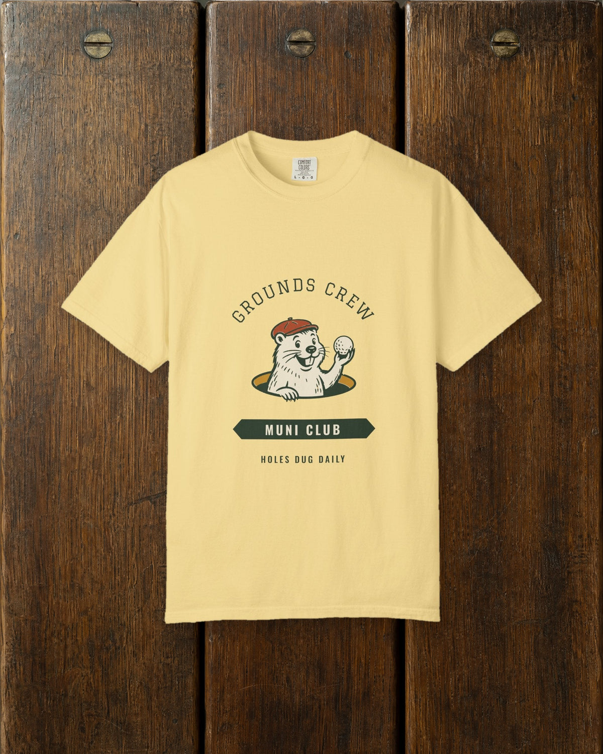 Grounds Crew Tee in Butter, styled