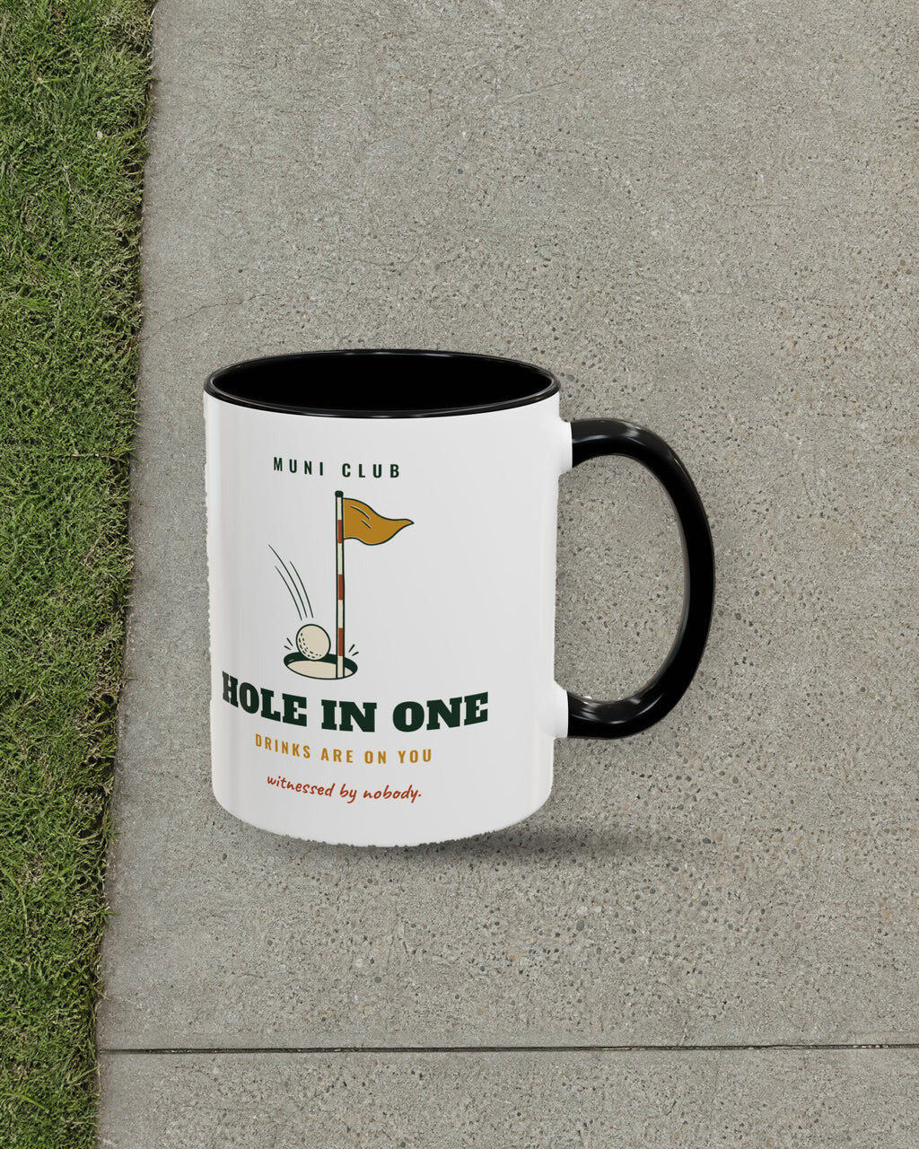 Hole in One Mug in Black, styled