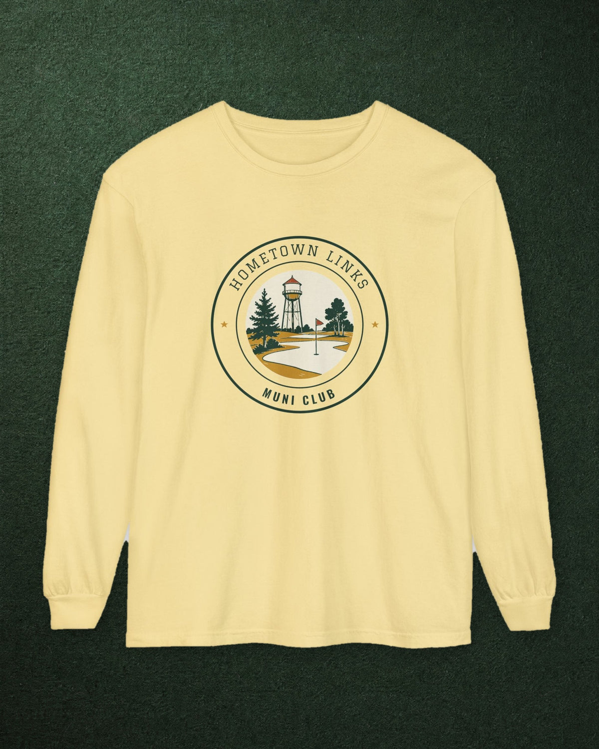 Hometown Links Long Sleeve Tee in Butter, styled