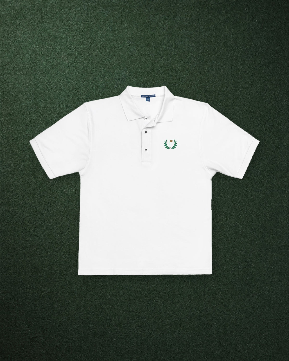 Laurel Flag Polo in White, styled
