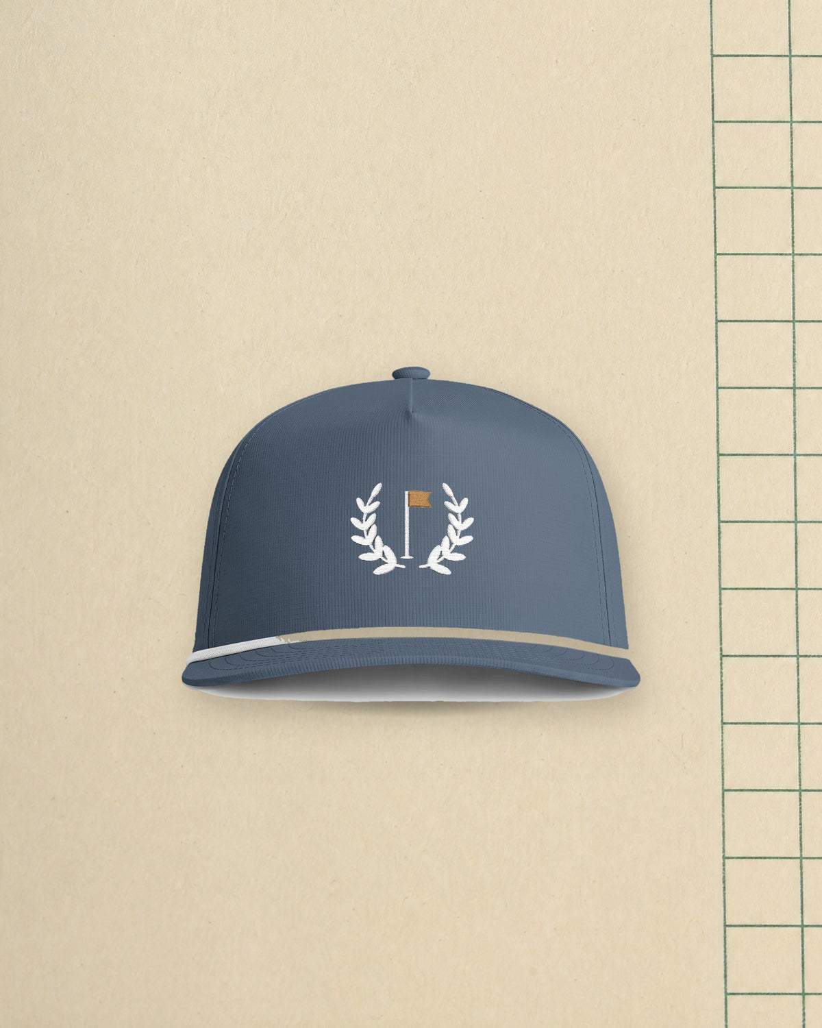 Laurel Flag Rope Cap in Blue Jean, styled