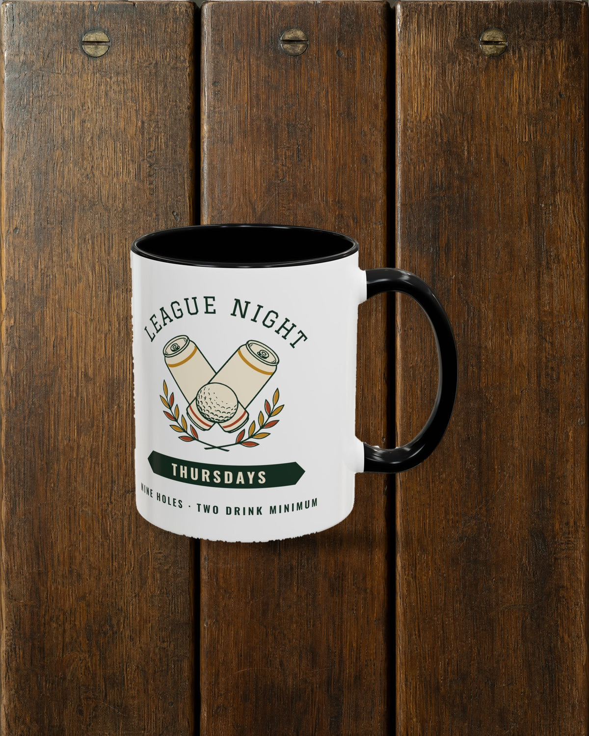League Night Mug in Black, styled